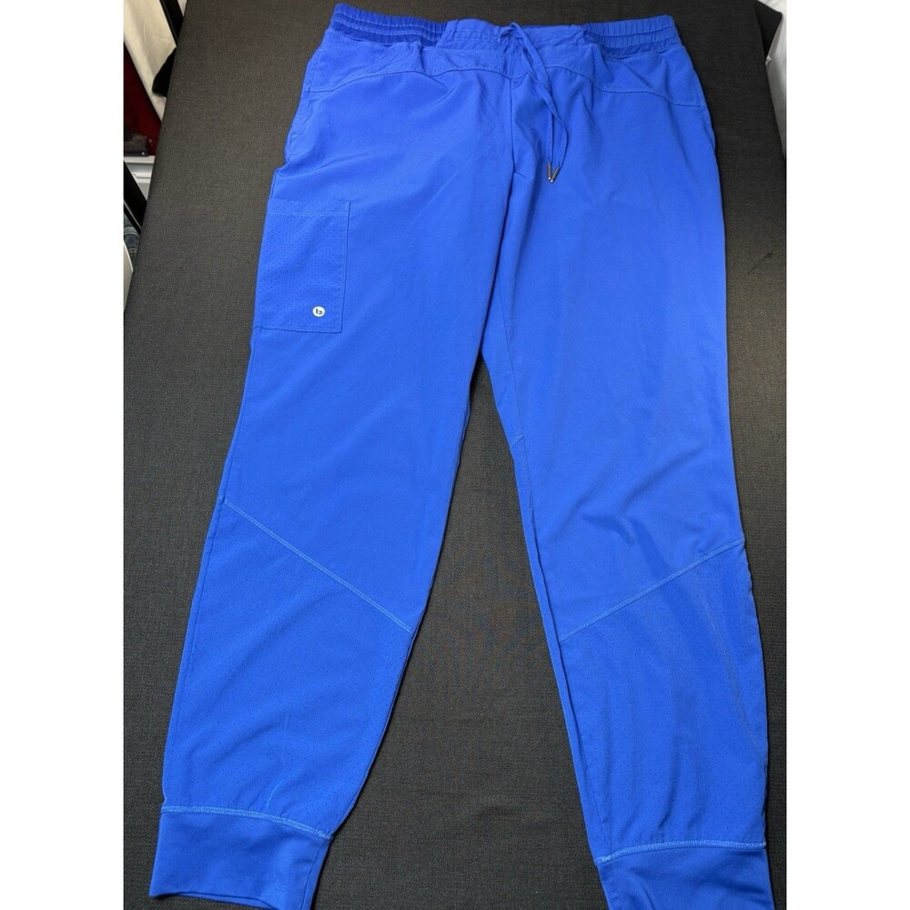 Scrub Pants Women’s Juniors L Blue Solid Jogger Tapered Drawstring Pockets